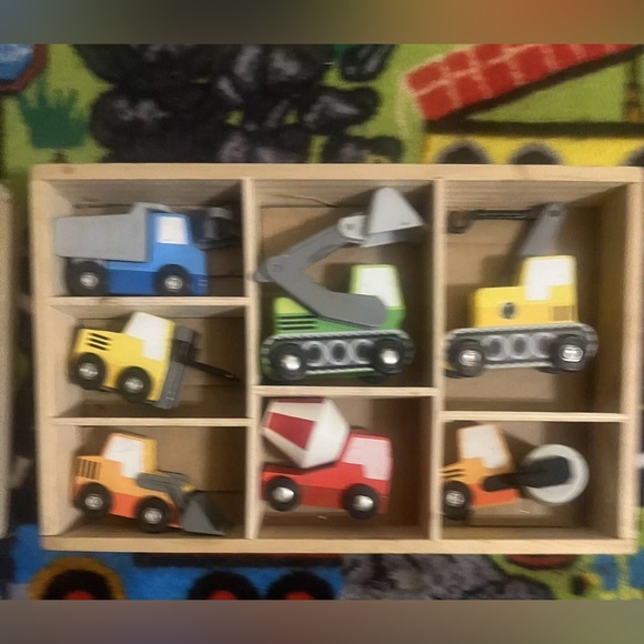 Melissa And Doug Wooden Cars, Car Loader And Town Rug Lot Kids Toys EUC - Picture 4 of 8